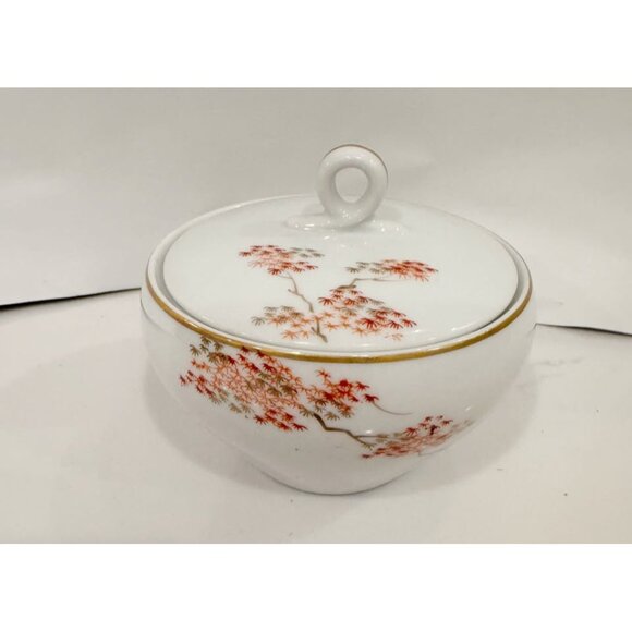 VINTAGE JAPANESE COVERED BOWL FUKAGAWA ARITA PINE CONE #905 COVERED DISH  W LID - Picture 6 of 7